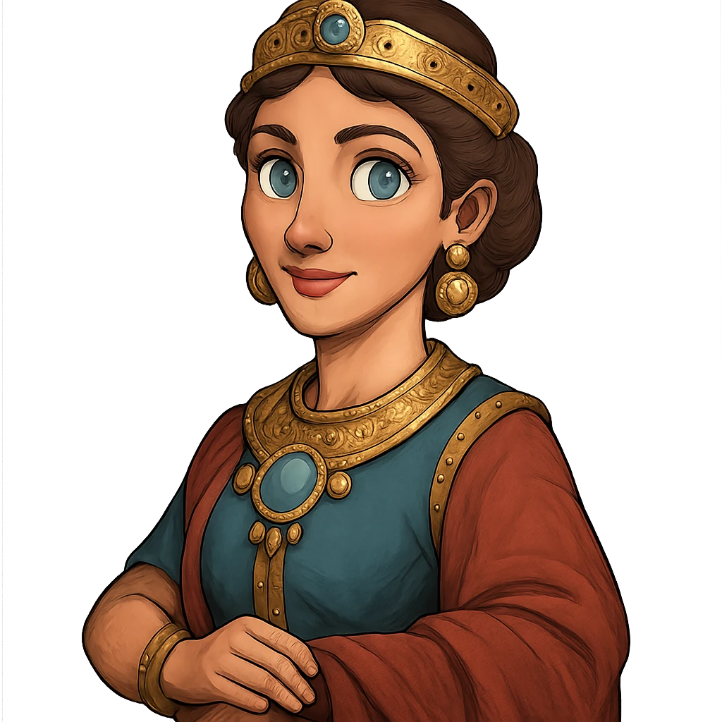 Civilization VI leader with beautiful eyes in general cartoon style emoji