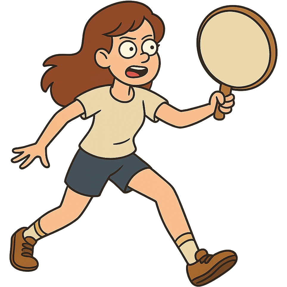 flat toon style brown-haired girl playing tamburello sport emoji