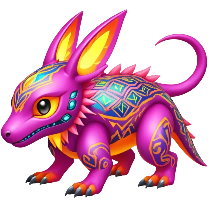 lush warm-colored modern colorful neon-colored Fakémon-Digimon-Fionbri-Trico-creature emoji
