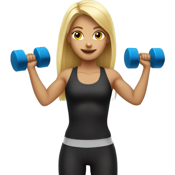 Blonde girl holding dumbbells emoji