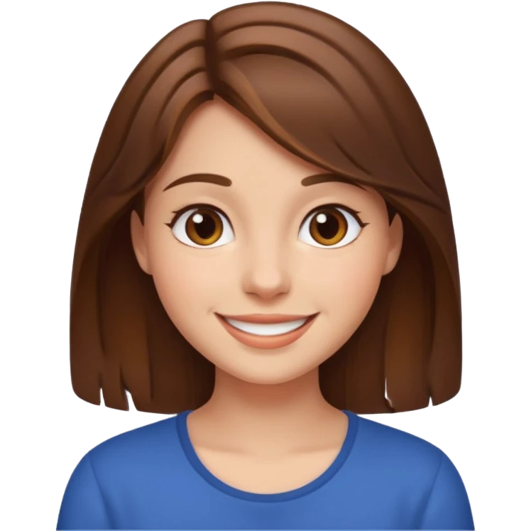 brown haired girl smile character emoji