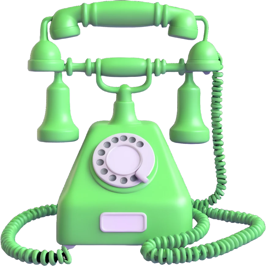 very realistic 3D transparent green bottle shaped like an antique wired telephone with a handset and buttons, no text emoji