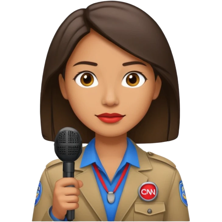 CNN journalist emoji with press badge and microphone emoji