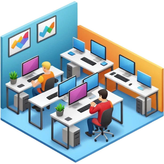office room of programmers isometric emoji