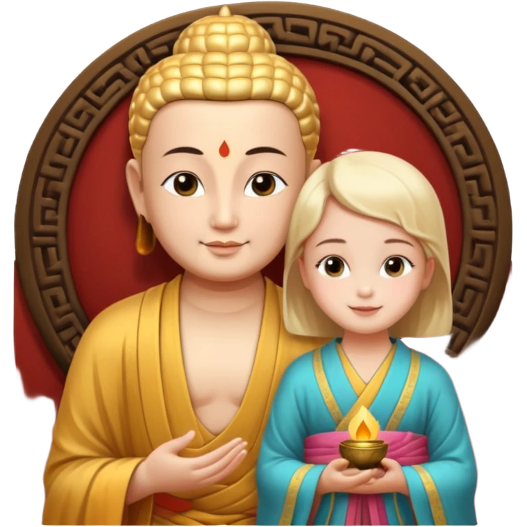 Buddha with a small girl  emoji