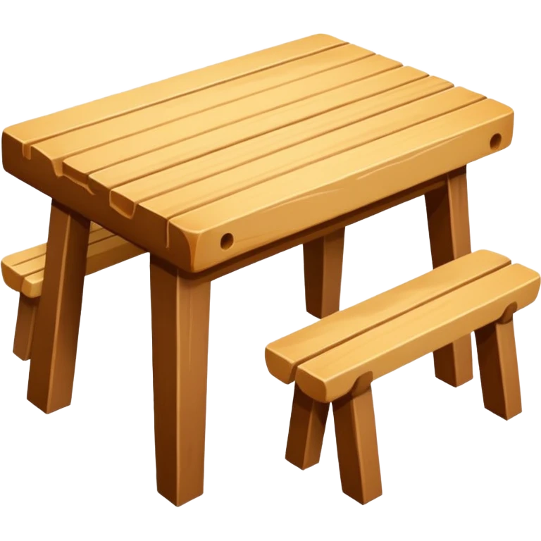 mesa alta color madera natural con bancas altas de color madera natural emoji