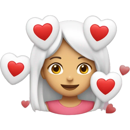 Chica Pelirroja con corazones blancos  emoji