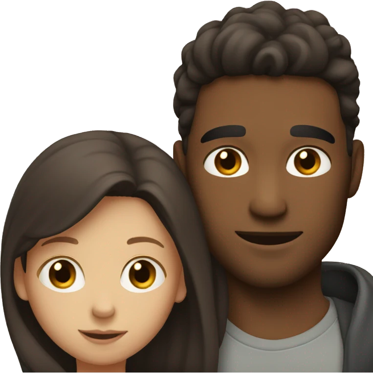 Dark haired guy with ginger girl hugging emoji
