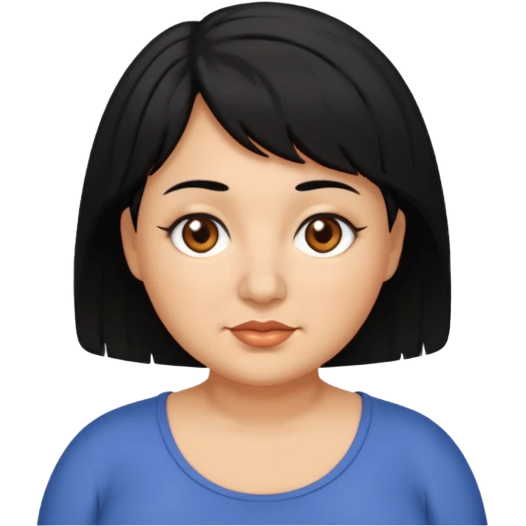 woman 60, brown eyes, very short weavy black hair, chubby emoji
