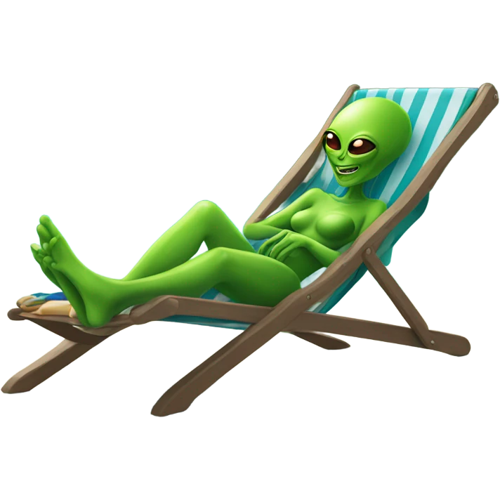 a green alien woman laying on the sea ​​deckchair emoji