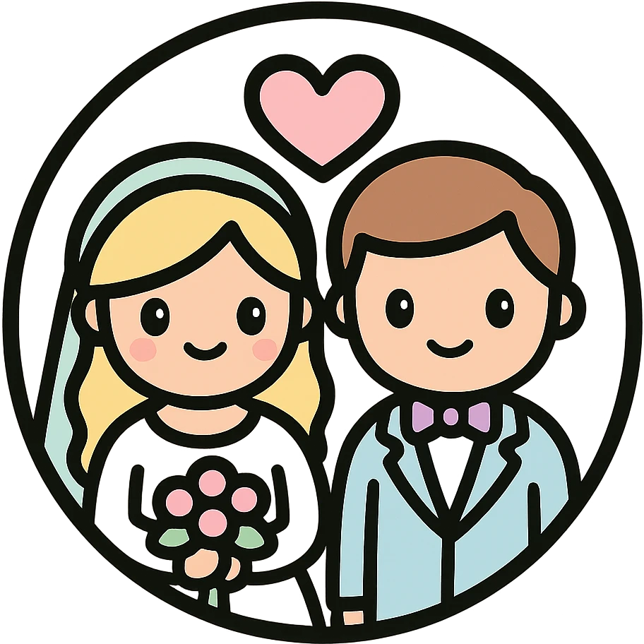 little alchemy style icon
subject: marriage
border: medium-black
shape: round, circular
background: white
style: full color fill with medium black outlining emoji