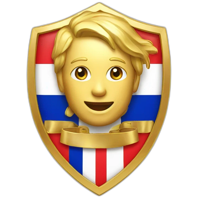 golden badge with french flag emoji