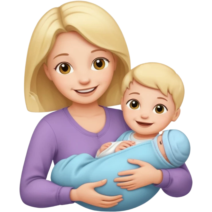 newborn baby with mother emoji