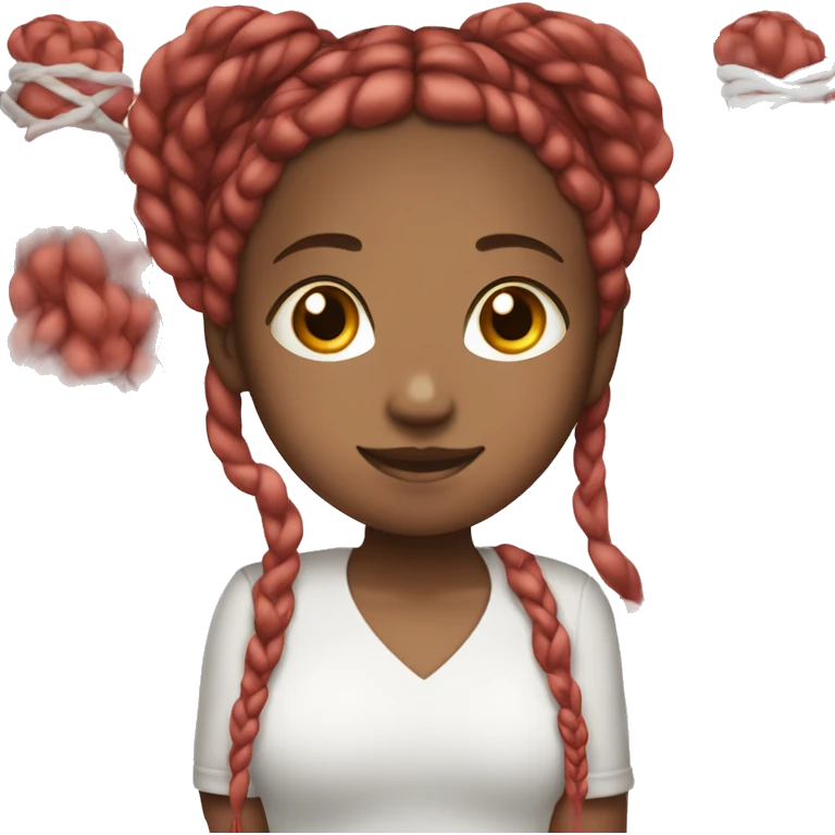 Lighter skinned black girl with black, white, and red braids emoji