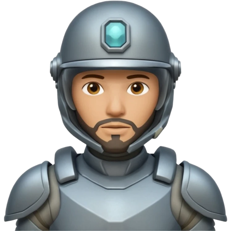 futuristic armored soldier human portrait, head and shoulders only, tan skin, short beard, helmet visor, sci-fi armor details, 3D cartoon, mobile game icon style, clean background, no text, no watermark

 emoji