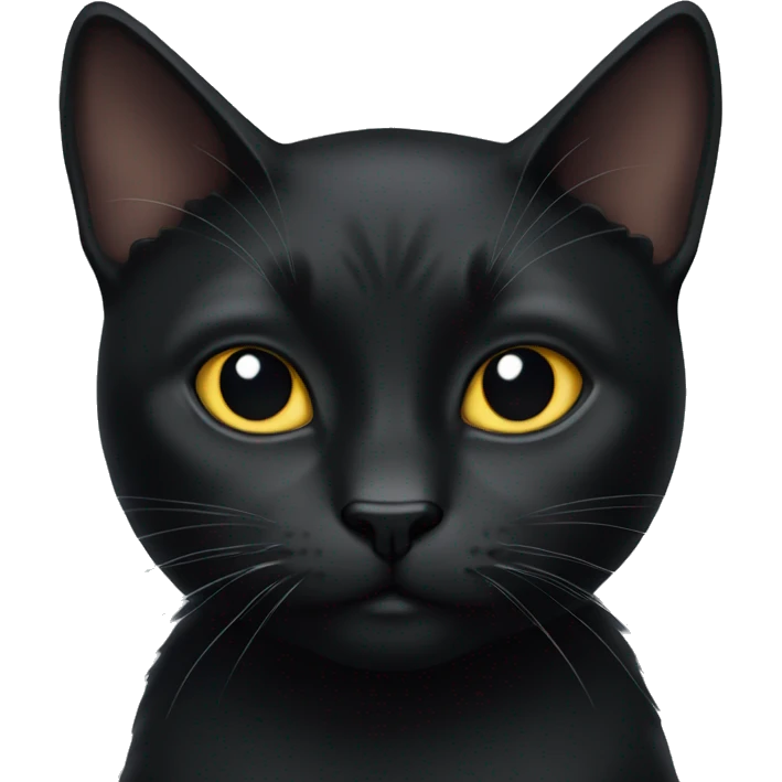 Black cat with small folded ears  emoji