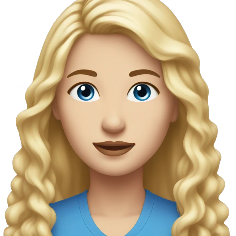 woman with long blonde hair and blue eyes next to woman with short dark blonde hair with brown eyes portrait  emoji