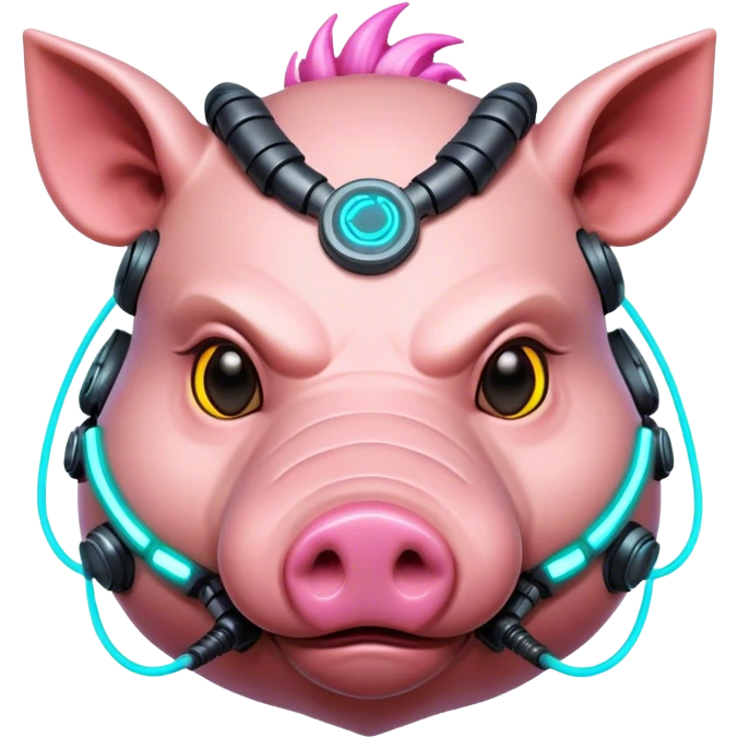 cyberpunk hog with neon emoji