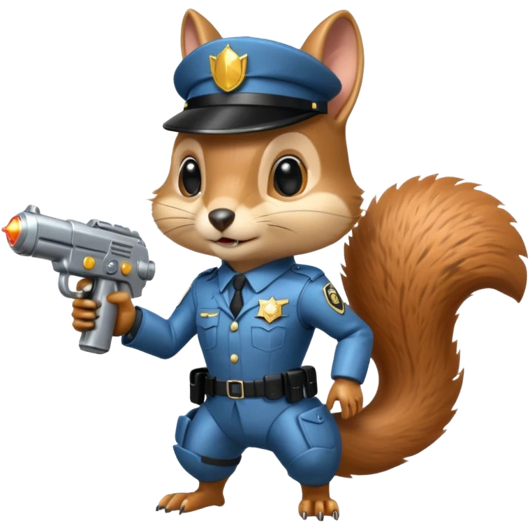 half robot futuristic squirrel cop emoji