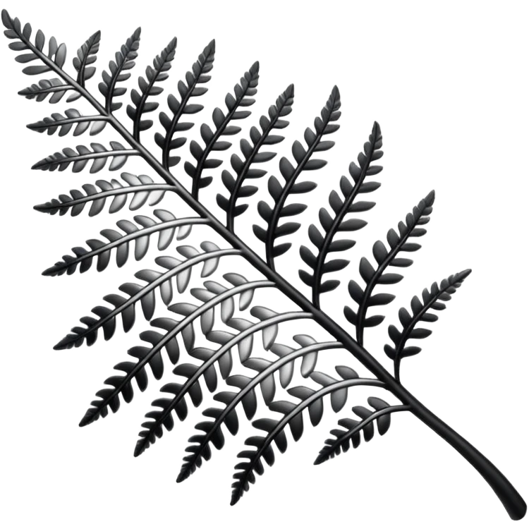 Black and silver filigree fern leaf, 3D, extremely detailed design emoji