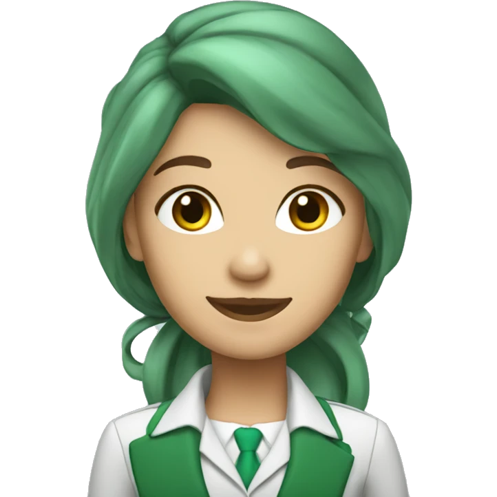 Flight attendant with long hair and green scarf emoji