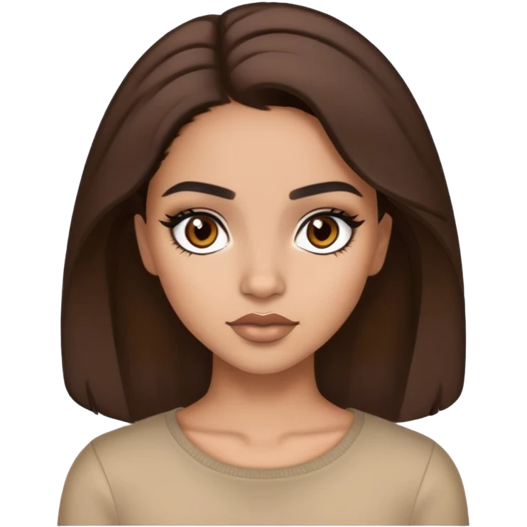 lightskin girl that has brown hair and eyes with lightly styled latina makeup with black eyebrows emoji