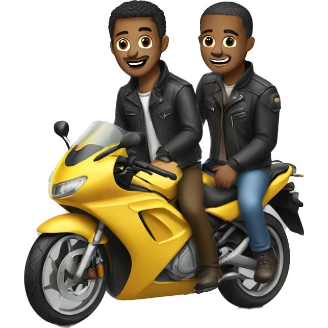 Two guys no a motorbike  emoji