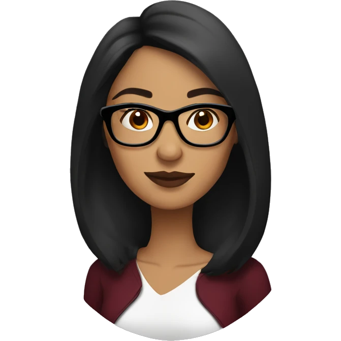 Latina women with burgundy and black hair and glasses emoji