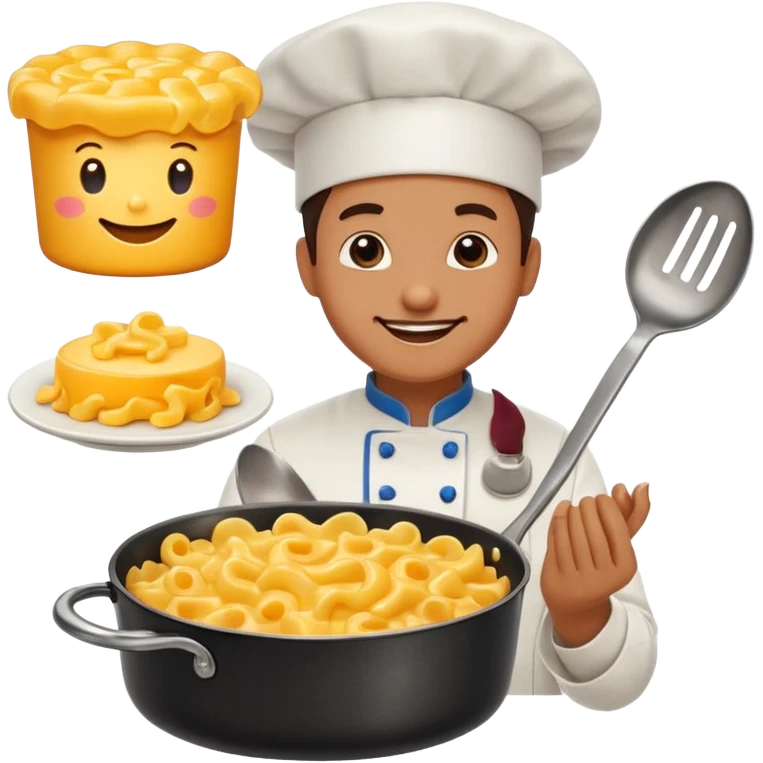 podrias crearme 4 iconos stickers svg en png de cocina el cual el primero sea con un libro d e receta de comida con los ingredientes , el segundo con un chef cocinando , el tercero con un sarten cocinado y el cuarto con un plato de macarrones con queso calientes y ricos emoji