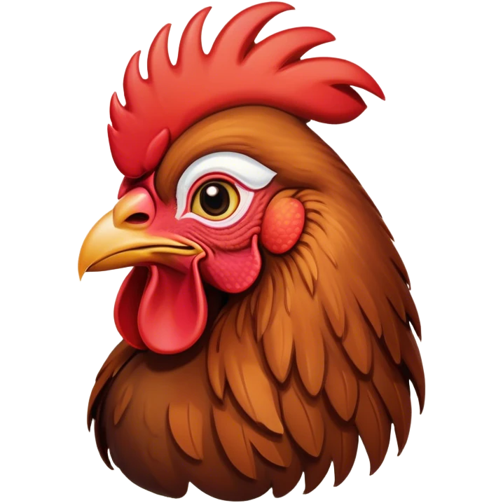 Cinematic Noble Brown Rooster Portrait Emoji, Poised and regal, with a robust, commanding build and a rich, well-groomed brown plumage, deep-set soulful warm eyes, Simplified yet sharp and sophisticated features, highly detailed, glowing with a soft, dignified glow, high shine, intelligent and proud, stylized with an air of rustic majesty, focused and attentive, soft glowing outline, capturing the essence of a watchful and confident leader, so majestic it feels as though it could crow out of the screen with effortless authority! emoji
