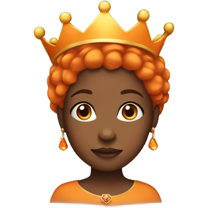 black girl with crown and orange hair emoji