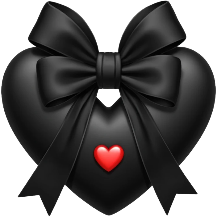 heart with a velvet bow, goth emoji