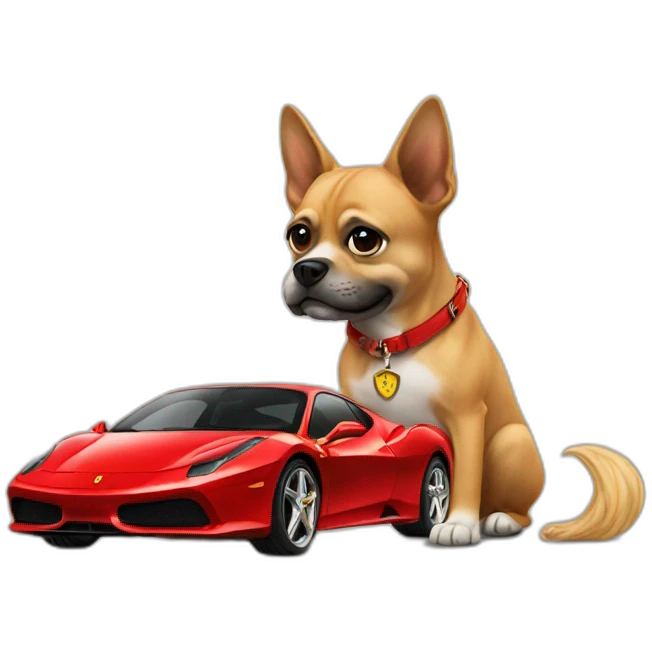 A rich dog with a Ferrari emoji
