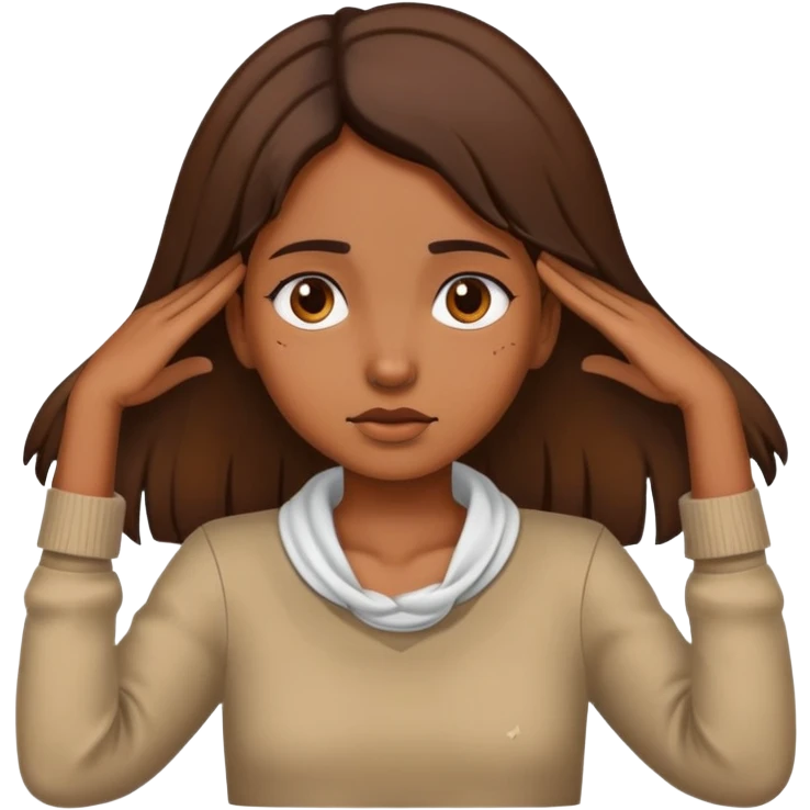 Brown skin girl with her hands across her neck like she’s choking her self emoji