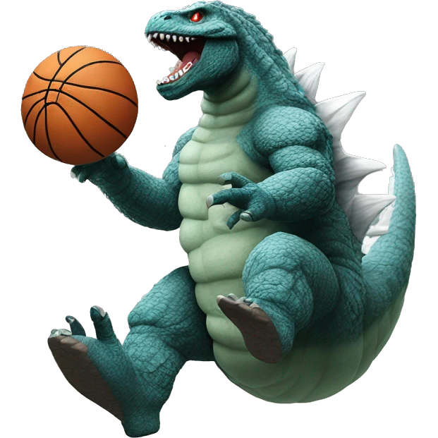 Godzilla dunking a basket ball emoji