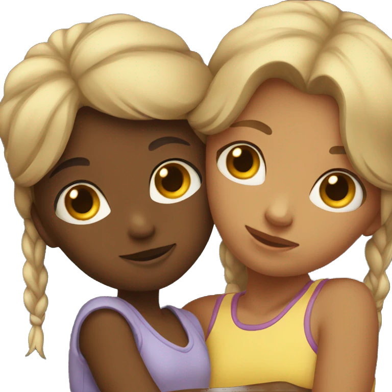Two girls cuddling emoji