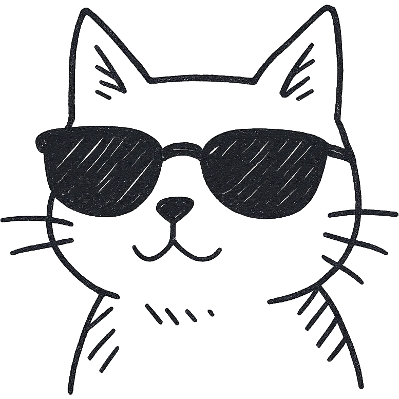 cat wearing sunglasses hand drawn outlined icon emoji