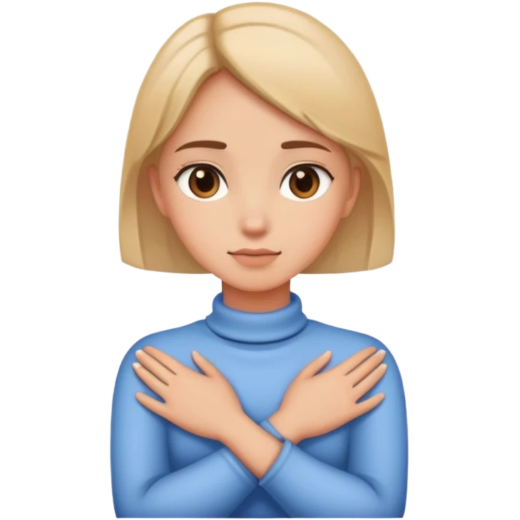 Hands crossed around  neck girl emoji