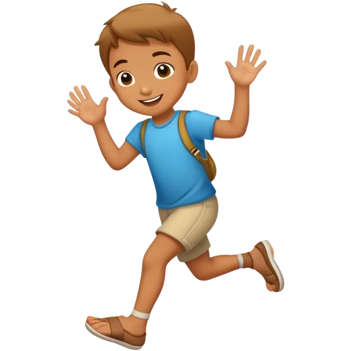 child hopping on one foot, cheerful and playful emoji