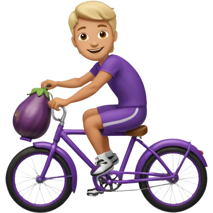 dude riding eggplant shaped bike emoji