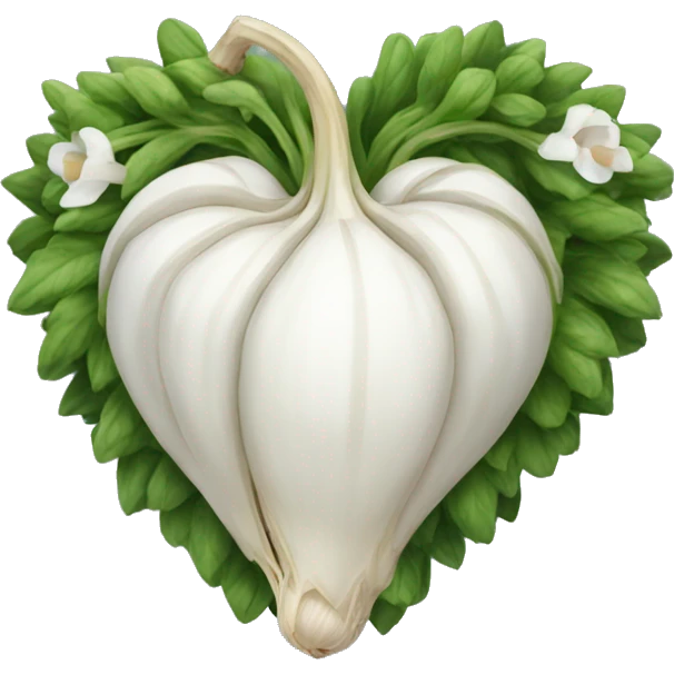 white heart adorned with garlic garland emoji
