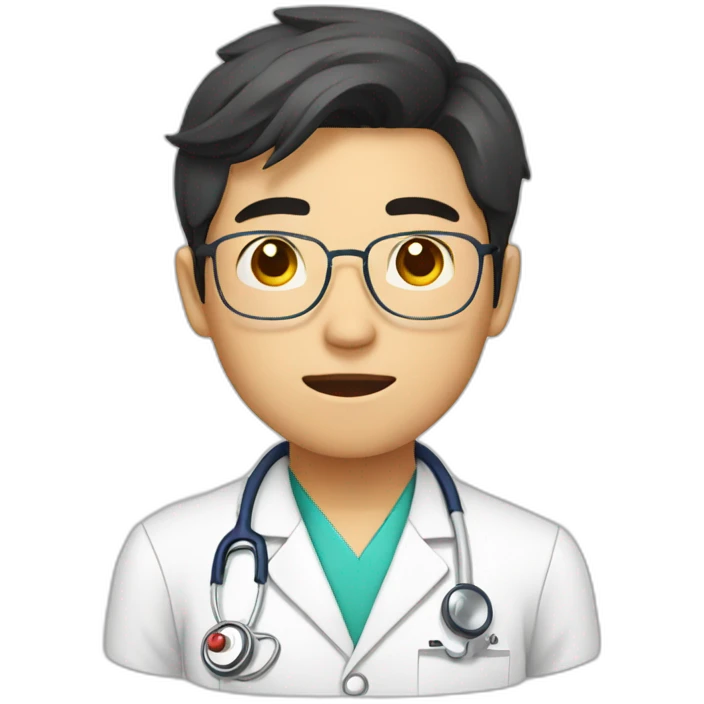 Asian tired young doctor emoji