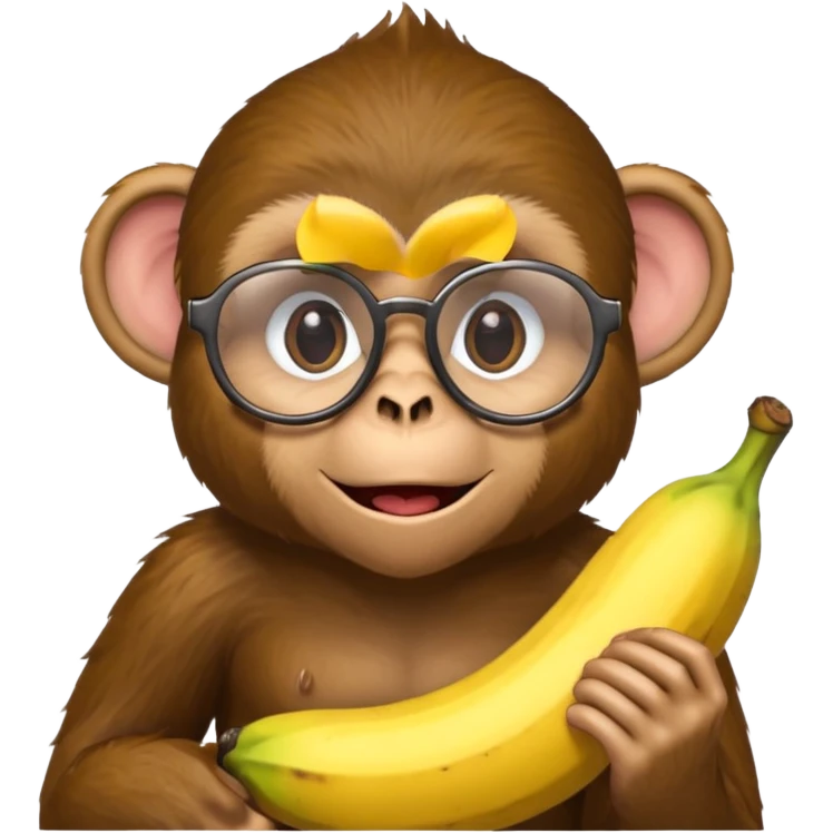 monkey with banana and wearing glasses emoji