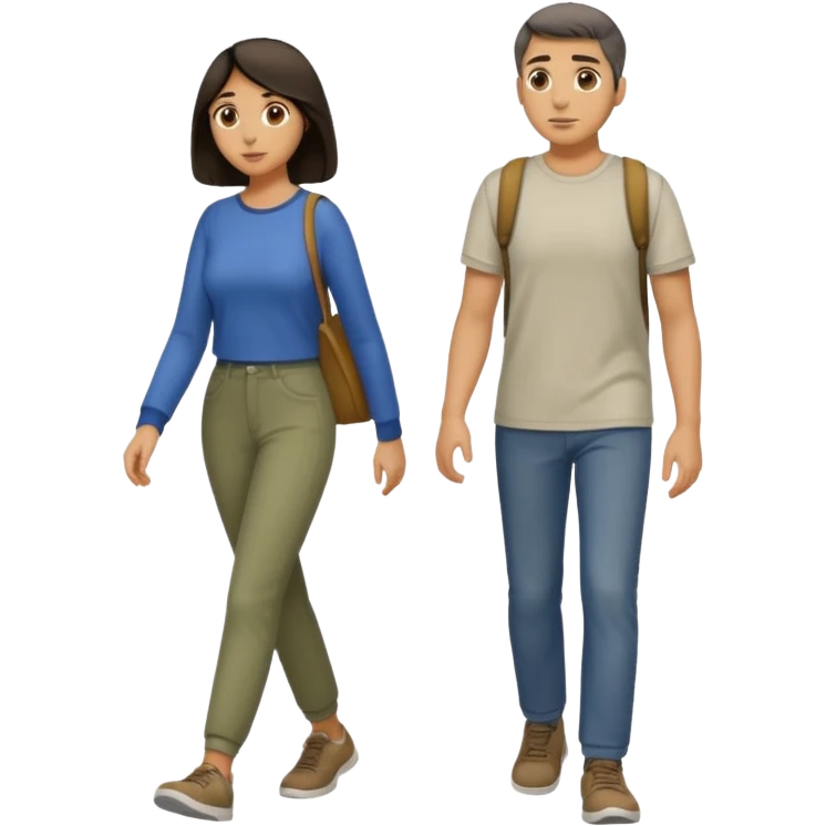 
Iranians fleeing war, full length, in profile, man and woman emoji
