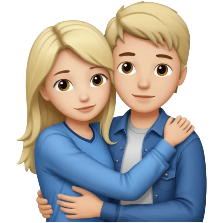 Couple hugging each other but the boy has mustang emoji