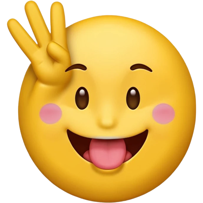 an emoji with its tongue sticking out and has the peace sign tilted emoji