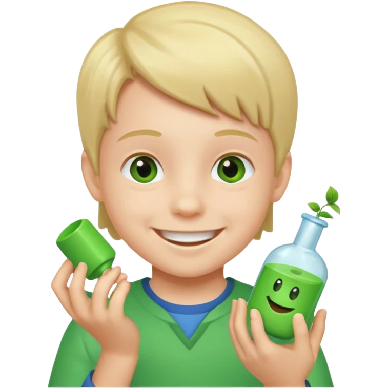 kid playing green formula toy emoji