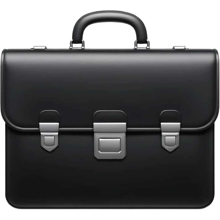 luxury briefcase emoji, matte black metal texture, clean sharp geometry, subtle reflections, minimalist futuristic 3D style, isolated on white emoji