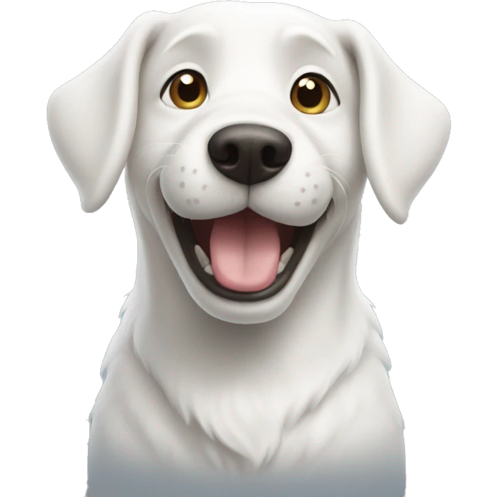 A white dog is happy emoji