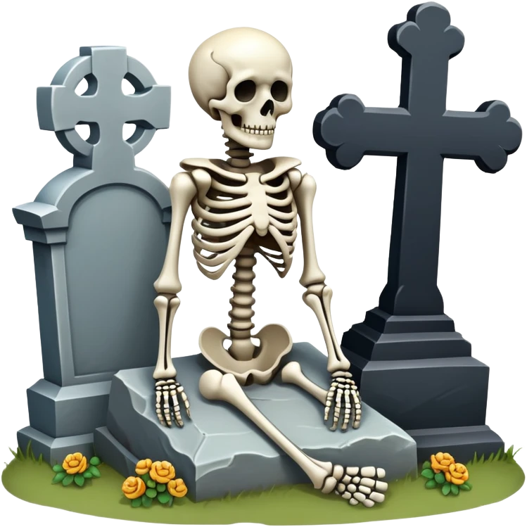 Skeleton in cemetery emoji